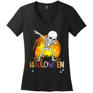 Halloween Shirts For Dabbing Skeleton Costume Women's V-Neck T-Shirt