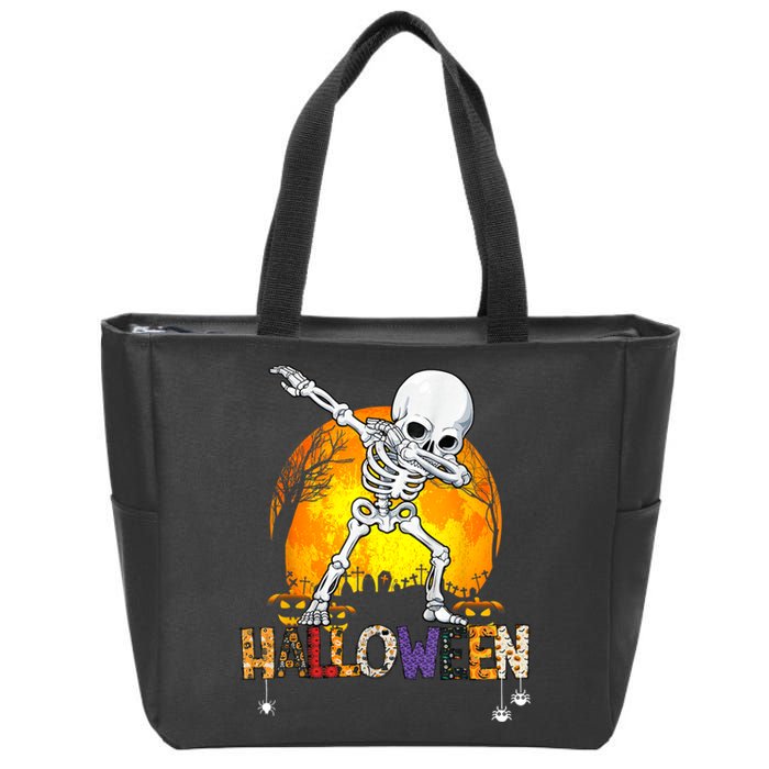 Halloween Shirts For Dabbing Skeleton Costume Zip Tote Bag