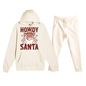 Howdy Santa Funny Christmas Holiday Premium Hooded Sweatsuit Set