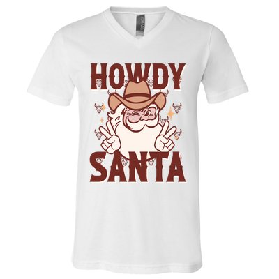 Howdy Santa Funny Christmas Holiday V-Neck T-Shirt