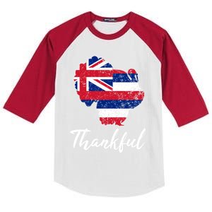 Hawaii State Flag Turkey Thanksgiving Home Celebrations Cute Gift Kids Colorblock Raglan Jersey