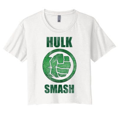 H.U.L.K Smash Fist Circle Logo Green Stone Poster Women's Crop Top Tee