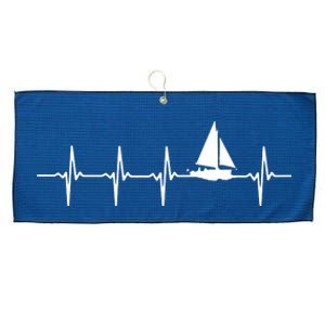 Heartbeat Sailing For Sailors With Sailboat Large Microfiber Waffle Golf Towel