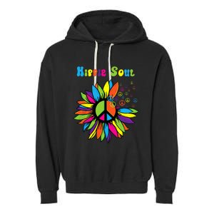 Hippie Soul Funny Peace Sign Daisy Flower Hippies Art Lovers Garment-Dyed Fleece Hoodie