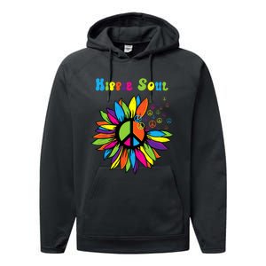 Hippie Soul Funny Peace Sign Daisy Flower Hippies Art Lovers Performance Fleece Hoodie