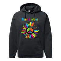 Hippie Soul Funny Peace Sign Daisy Flower Hippies Art Lovers Performance Fleece Hoodie