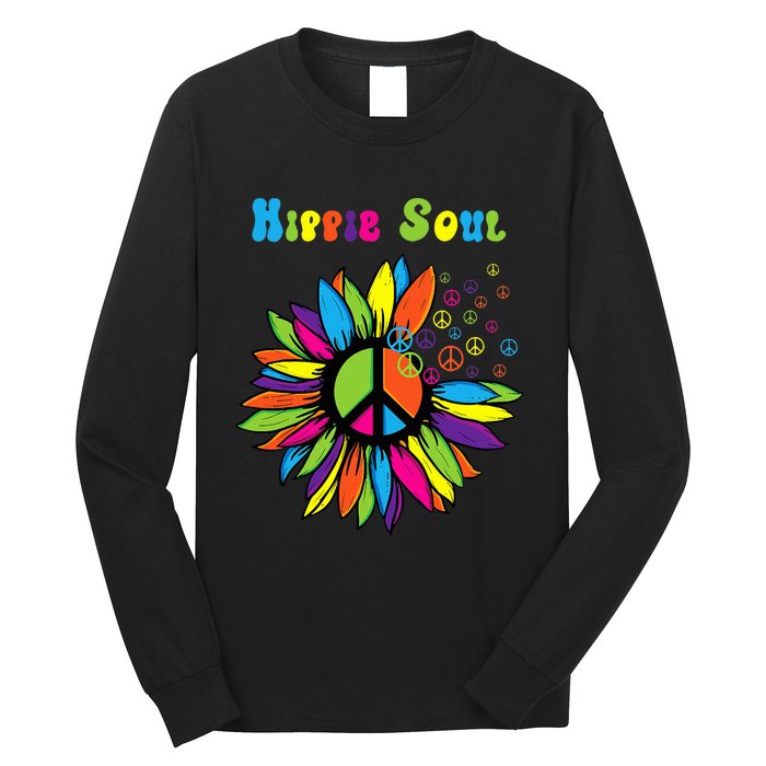 Hippie Soul Funny Peace Sign Daisy Flower Hippies Art Lovers Long Sleeve Shirt