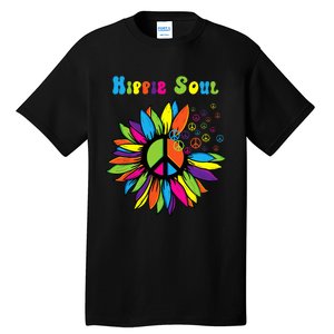 Hippie Soul Funny Peace Sign Daisy Flower Hippies Art Lovers Tall T-Shirt