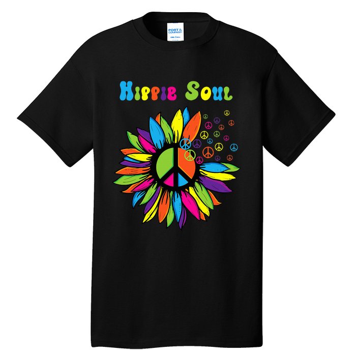 Hippie Soul Funny Peace Sign Daisy Flower Hippies Art Lovers Tall T-Shirt