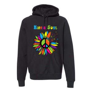 Hippie Soul Funny Peace Sign Daisy Flower Hippies Art Lovers Premium Hoodie