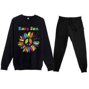 Hippie Soul Funny Peace Sign Daisy Flower Hippies Art Lovers Premium Crewneck Sweatsuit Set