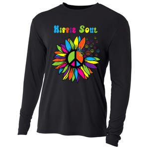 Hippie Soul Funny Peace Sign Daisy Flower Hippies Art Lovers Cooling Performance Long Sleeve Crew