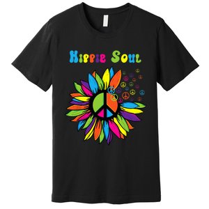 Hippie Soul Funny Peace Sign Daisy Flower Hippies Art Lovers Premium T-Shirt