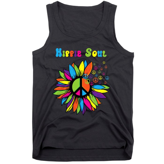 Hippie Soul Funny Peace Sign Daisy Flower Hippies Art Lovers Tank Top