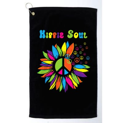 Hippie Soul Funny Peace Sign Daisy Flower Hippies Art Lovers Platinum Collection Golf Towel