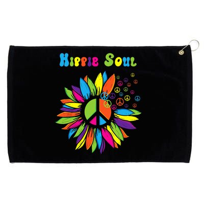 Hippie Soul Funny Peace Sign Daisy Flower Hippies Art Lovers Grommeted Golf Towel