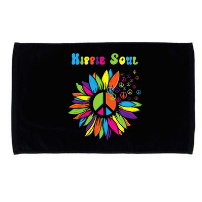 Hippie Soul Funny Peace Sign Daisy Flower Hippies Art Lovers Microfiber Hand Towel