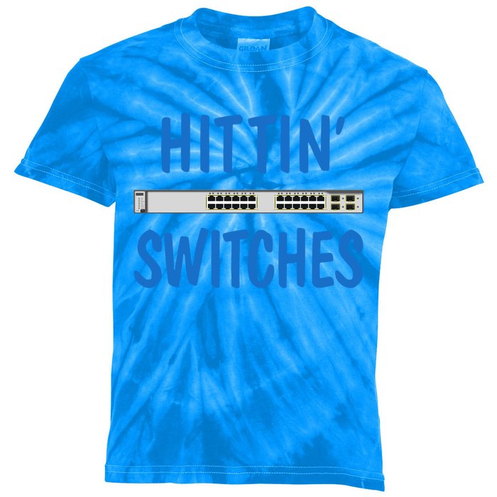 Hitting Switches Funny Network Systems Engineer Gift Kids Tie-Dye T-Shirt