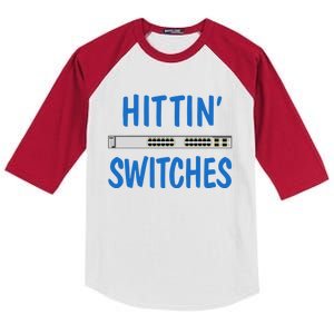 Hitting Switches Funny Network Systems Engineer Gift Kids Colorblock Raglan Jersey