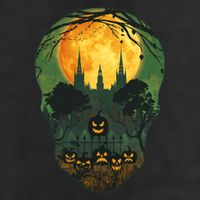 Halloween Spooky Full Moon Castle Skull Cool Comfort Performance Bucket Hat