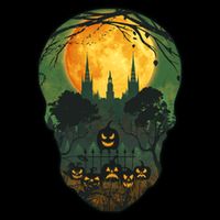 Halloween Spooky Full Moon Castle Skull Cooling Performance Crew T-Shirt