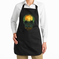 Halloween Spooky Full Moon Castle Skull Apron
