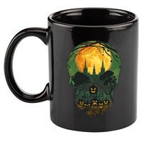 Halloween Spooky Full Moon Castle Skull 11oz C Handle Ceramic Mug