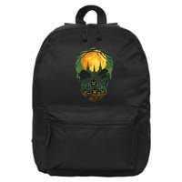 Halloween Spooky Full Moon Castle Skull 16 in Basic Backpack