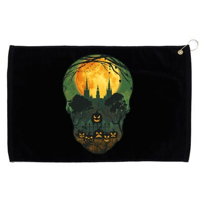 Halloween Spooky Full Moon Castle Skull Grommeted Golf Towel