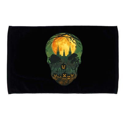 Halloween Spooky Full Moon Castle Skull Microfiber Hand Towel