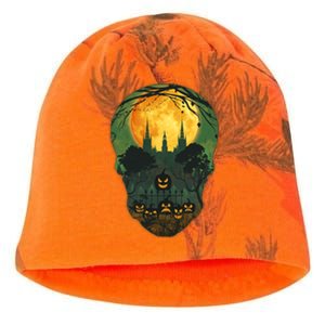 Halloween Spooky Full Moon Castle Skull Kati - Camo Knit Beanie