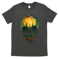 Halloween Spooky Full Moon Castle Skull T-Shirt