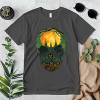 Halloween Spooky Full Moon Castle Skull Premium T-Shirt