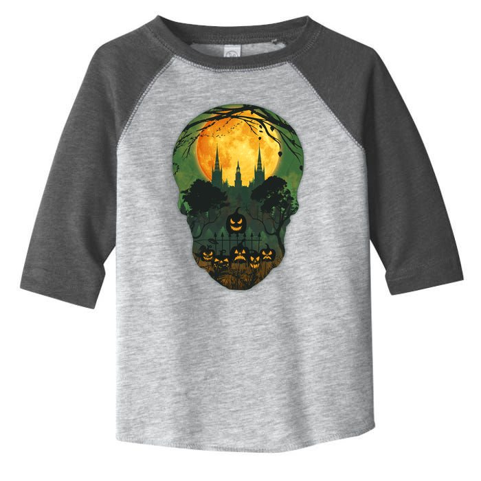 Halloween Spooky Full Moon Castle Skull Toddler Fine Jersey T-Shirt