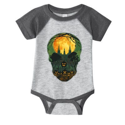 Halloween Spooky Full Moon Castle Skull Infant Baby Jersey Bodysuit