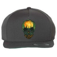 Halloween Spooky Full Moon Castle Skull Wool Snapback Cap