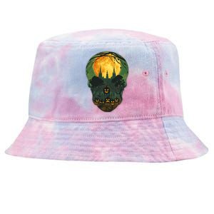 Halloween Spooky Full Moon Castle Skull Tie-Dyed Bucket Hat