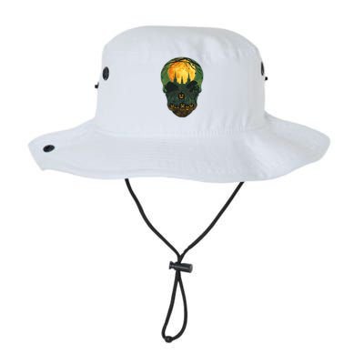 Halloween Spooky Full Moon Castle Skull Legacy Cool Fit Booney Bucket Hat