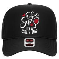 Hello Summer Family Vacation Oh Sip Its A Trip High Crown Mesh Back Trucker Hat