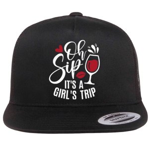 Hello Summer Family Vacation Oh Sip Its A Trip Flat Bill Trucker Hat