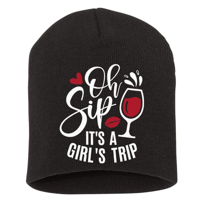 Hello Summer Family Vacation Oh Sip Its A Trip Short Acrylic Beanie