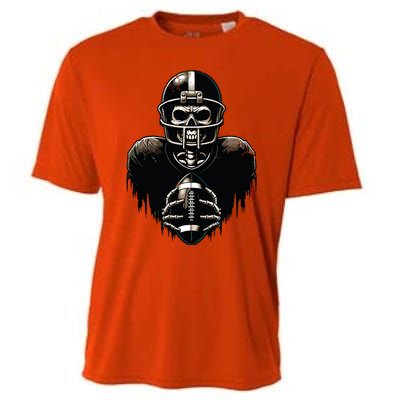 Halloween Skeleton Football Player Spooky Sports Graphic Cooling Performance Crew T-Shirt