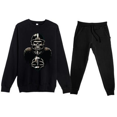 Halloween Skeleton Football Player Spooky Sports Graphic Premium Crewneck Sweatsuit Set