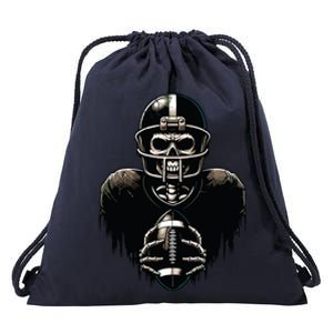 Halloween Skeleton Football Player Spooky Sports Graphic Drawstring Bag