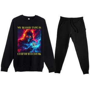 Hard Skeleton Funny Oddly Specific Dank Meme Premium Crewneck Sweatsuit Set