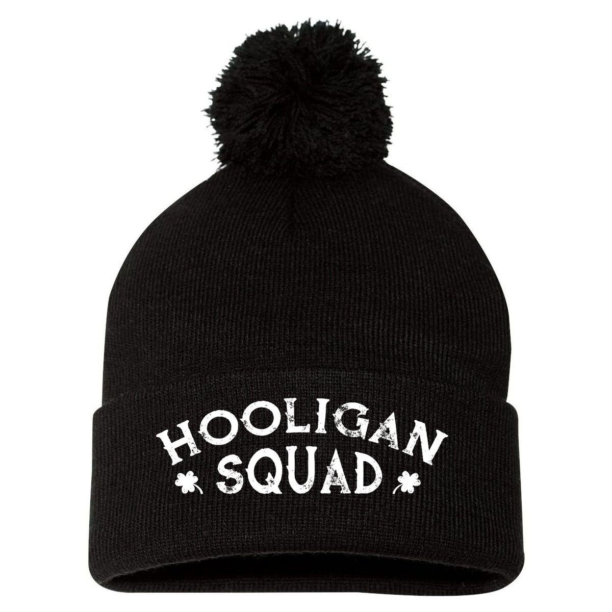 Hooligan Squad Funny St. Patrick's Day Irish Matching Group Pom Pom 12in Knit Beanie