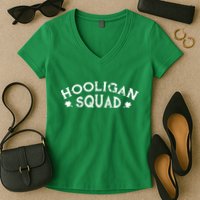 Hooligan Squad Funny St. Patrick's Day Irish Matching Group Women's V-Neck T-Shirt