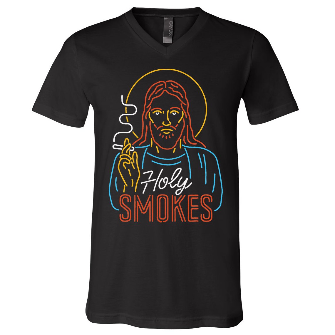 Holy Smokes Funny Jesus V-Neck T-Shirt