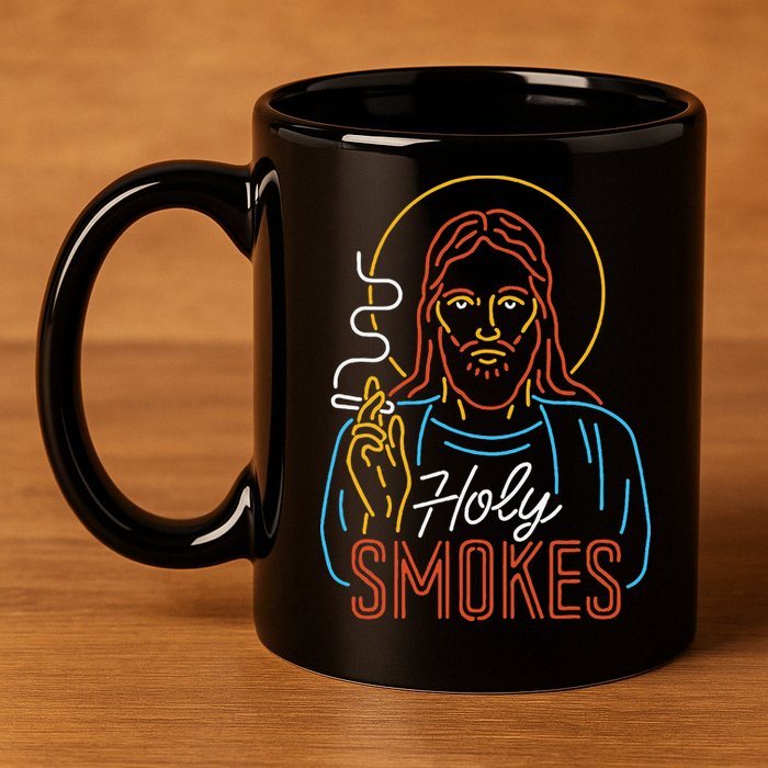 Holy Smokes Funny Jesus 11oz C Handle Ceramic Mug