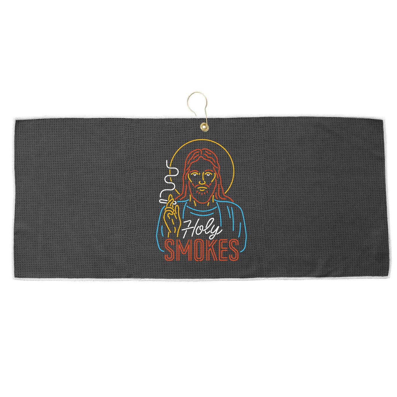 Holy Smokes Funny Jesus Large Microfiber Waffle Golf Towel